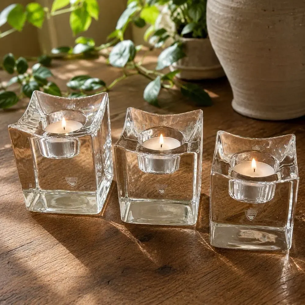 3 Orrefors Polaris Marti Rytkonen Crystal Votive Candle Holders Sweden Modern
